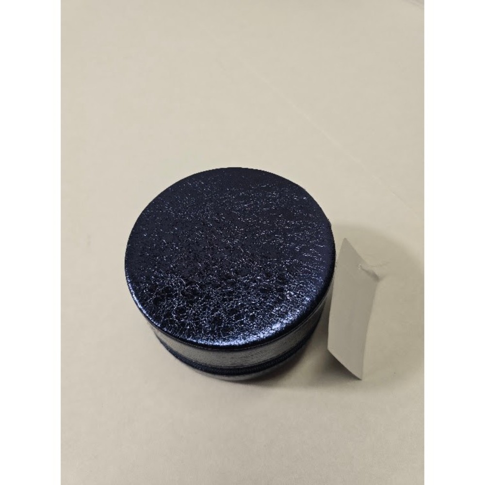 Nordstrom Rack Round Travel Jewelry Case Women OS Navy Blue NEW Metallic Zip